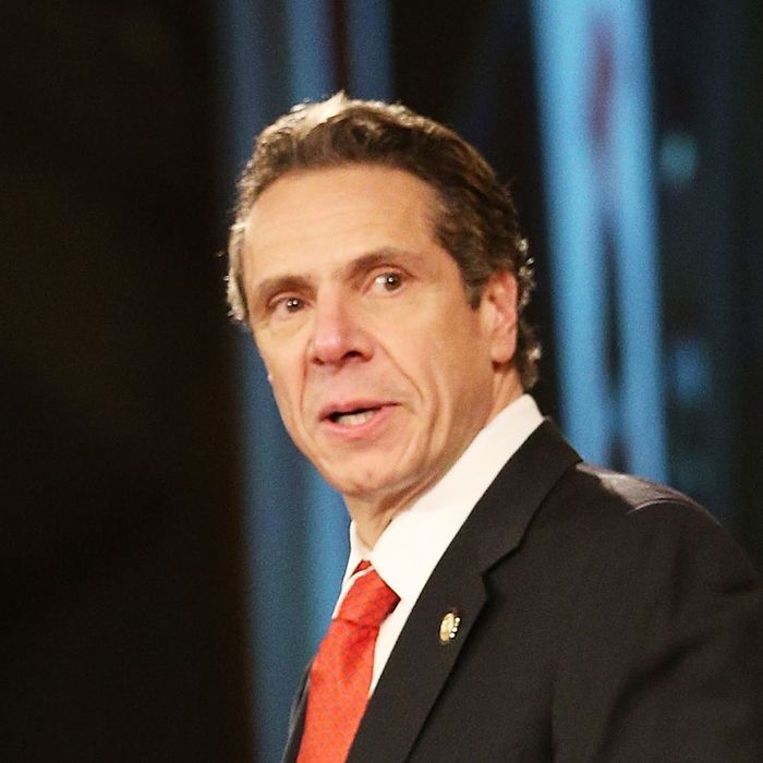 ALBANY, NY - JANUARY 08: New York State Governor Andrew Cuomo gives fourth State of the State address on January 8, 2014 in Albany, New York. Among other issues touched on at the afternoon speech in the state's capital was the legalization of medical marijuana, and New York's continued economic recovery. Cuomo has been discussed as a possible Democratic candidate for the 2016 presidential race. (Photo by Spencer Platt/Getty Images)