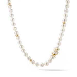 Helena Pearl Strand Necklace with Diamonds