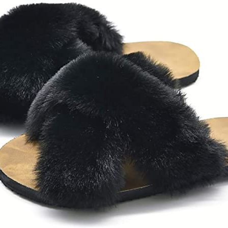 Crazy Lady Store Women’s Fuzzy Fluffy Furry Fur Slippers