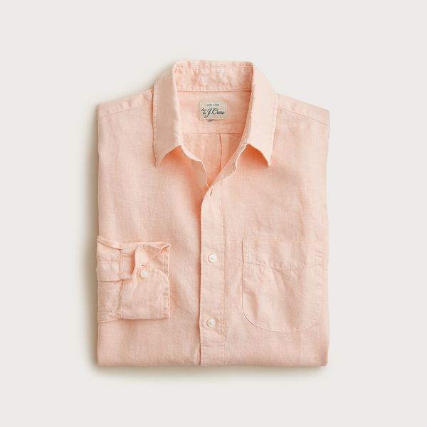 J.Crew Washed Linen Shirt With Point Collar