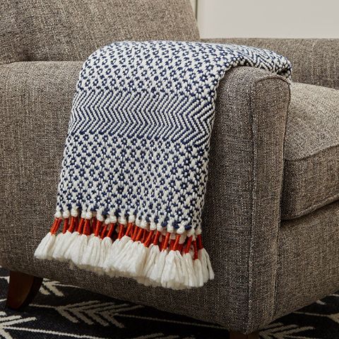 Rivet Modern Hand-Woven Stripe Fringe Throw Blanket