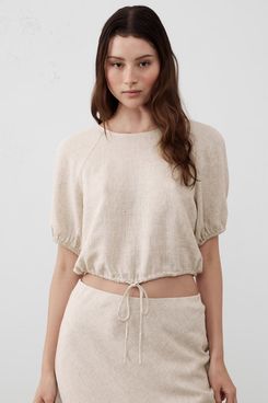 Banana Republic Factory Linen-Blend Tie-Hem Top