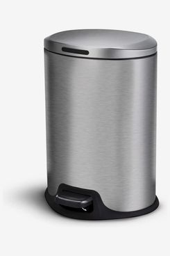 SONGMICS Kitchen Trash Can, Waste Bin, 13-Gallon (50L) Stainless Steel Garbage  Can, with Stay-Open Lid and Step-on Pedal, Soft Closure, Tall, Large and  Space-Saving, White, Silver, Black