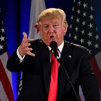 Republican presidential candidate Donald Trump speaks during a rally at the San Jose Convention Center in San Jose, California on June 2, 2016. 