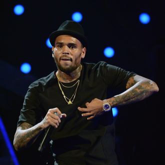 LAS VEGAS, NV - SEPTEMBER 20: Singer Chris Brown performs during the iHeartRadio Music Festival at the MGM Grand Garden Arena on September 20, 2013 in Las Vegas, Nevada. (Photo by Ethan Miller/Getty Images for Clear Channel)