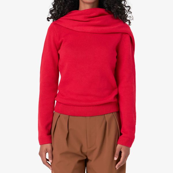 Endless Rose Scarf Detail Crewneck Sweater