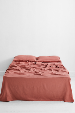 Bed Threads Pink Clay 100 Percent Flax Linen Sheet Set, Full