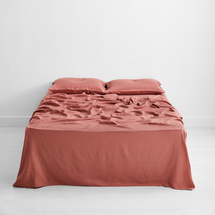 Bed Threads Pink Clay 100 Percent Flax Linen Sheet Set, Queen