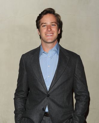 LOS ANGELES, CA - OCTOBER 11: Actor Armie Hammer arrives at the Giorgio Armani / Vanity Fair private dinner on October 11, 2011 in Los Angeles, California. (Photo by Jason Merritt/Getty Images for Giorgio Armani)