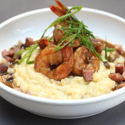 Shrimp and grits from Birds & Bubbles, one of this month's biggest openings.