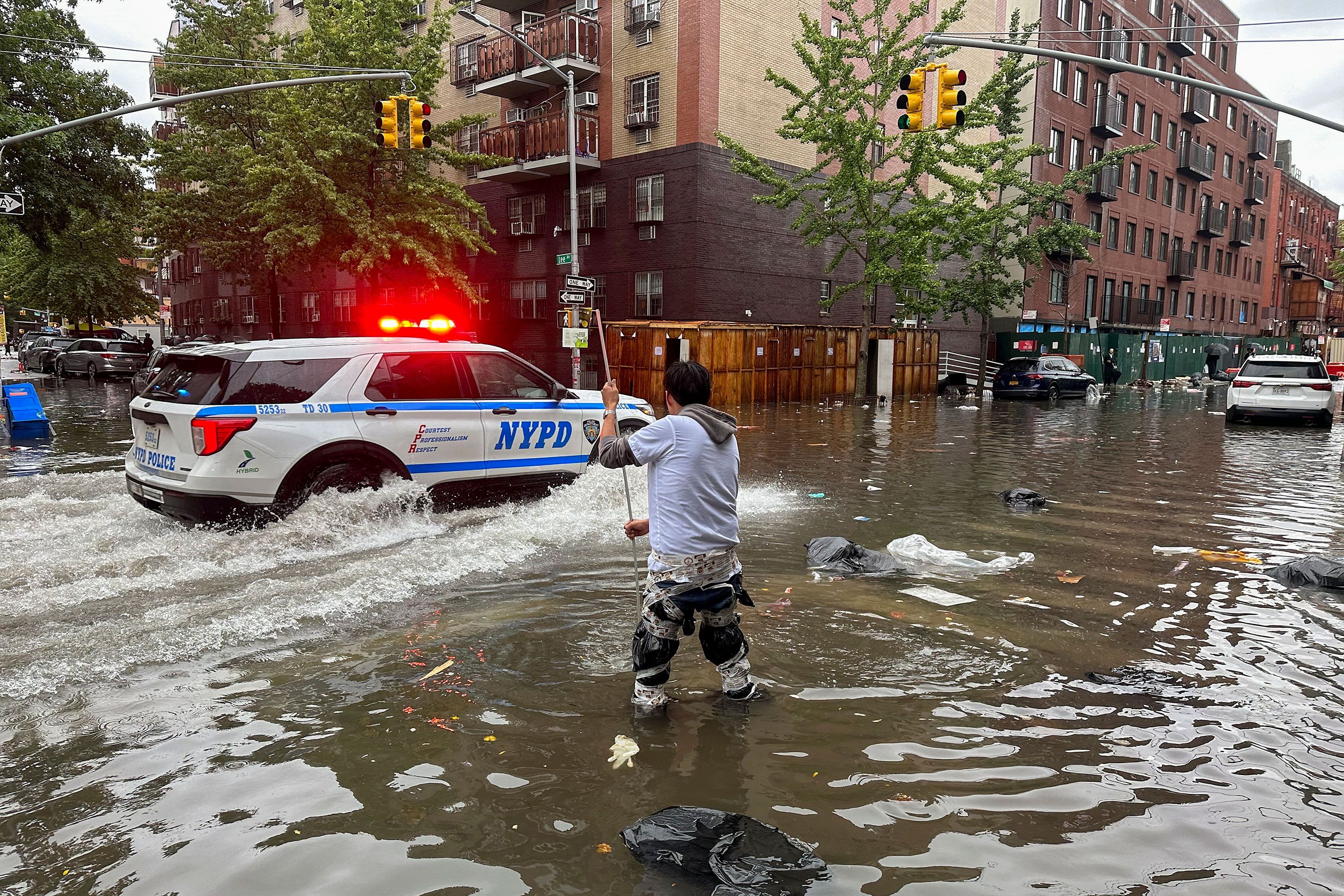 Flooding in New York City. The picture on the left is Central