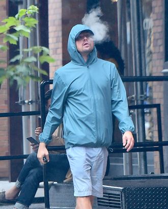 Leonardo DiCaprio Wears All Blue, Vapes in New York City