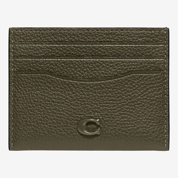 Coach Women’s Flat Card Case in Pebble Leather