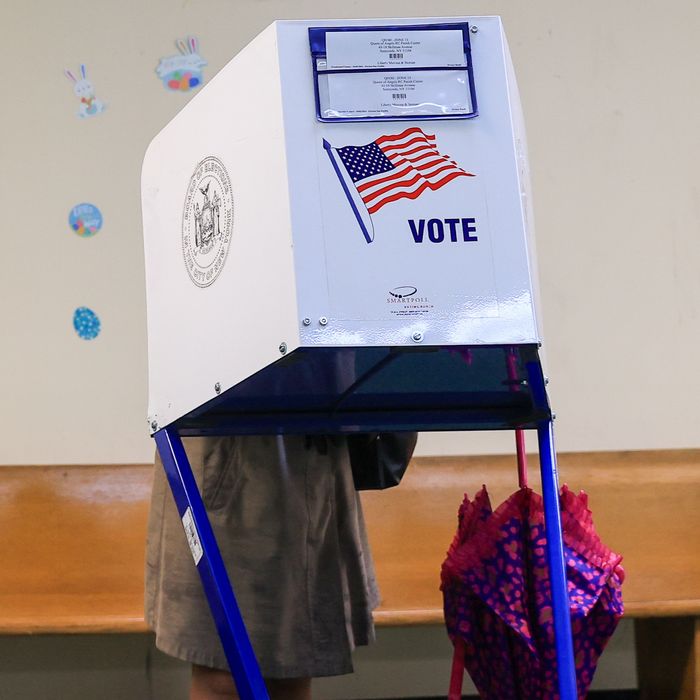 A New Yorker votes in Queens.