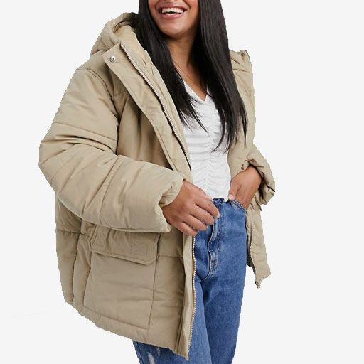 ASOS Design Curve Puffer Jacket in Cappuccino