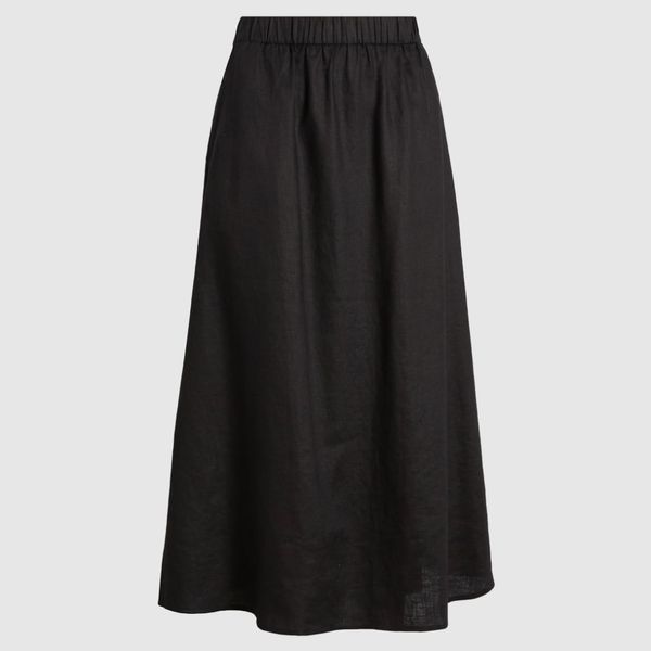 Eileen Fisher A-Line Organic Linen Midi Skirt