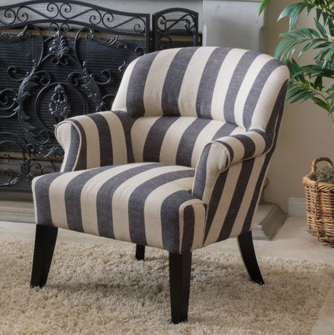 Noble House Sophie Blue Stripe Fabric Club Accent Chair