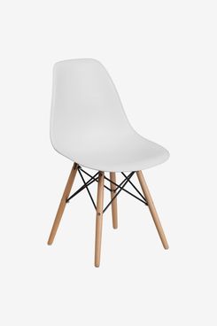 Flash Furniture Elon Series White Plastic Chair With Wooden Legs