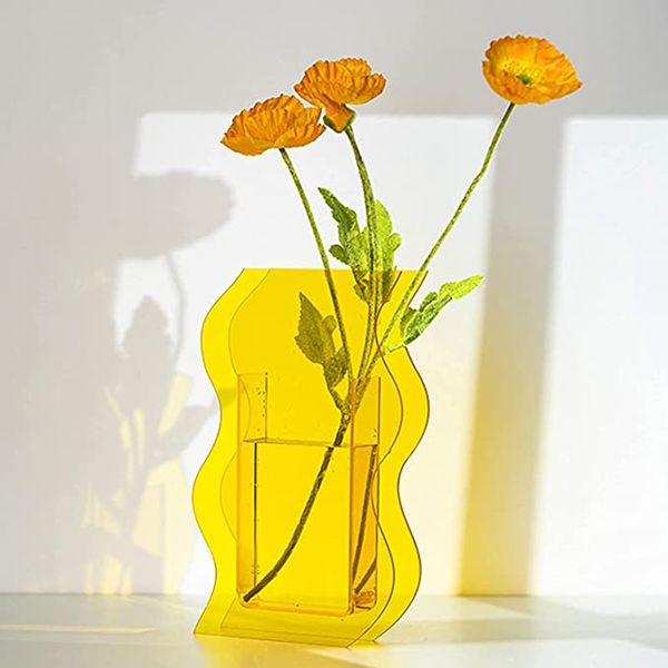 YalzoneMet Modern Acrylic Vase Geometric Flower Vase