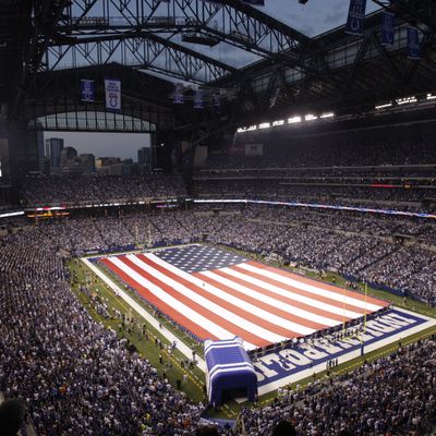 A general view of Lucas Oil Stadium.