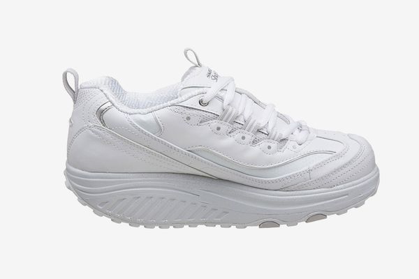 all white running shoe