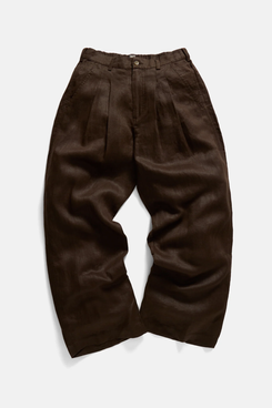 18east Tino Double Pleated Wide Easy Pants - Cacao Linen Twill