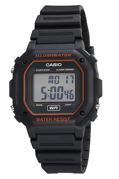Casio Illuminator Stainless Steel Quartz Watch with Resin Strap, Black