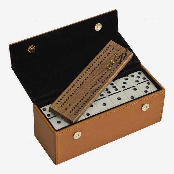 Alex Cramer Domino Set with Caramel-Colored Leather Case