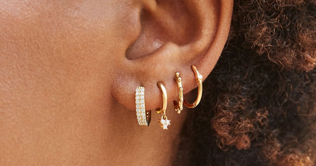 Mix Lot Pair Gold Finished Huggie Hoop Hoops Ear Stud Earrings Womens Mens