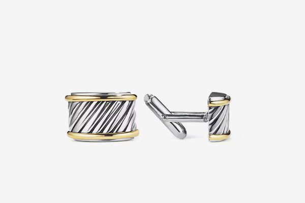 Cable Cigar Band Cufflinks With 14K Gold