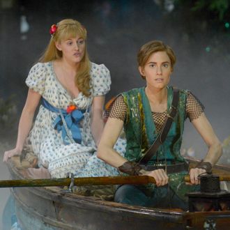 PETER PAN LIVE! -- Dress Rehearsal -- Pictured: (l-r) Taylor Louderman as Wendy Darling, Allison Williams as Peter Pan -- (Photo by: Virginia Sherwood/NBC)