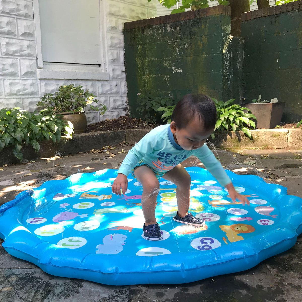 Sprinkler for Kids and Toddler Pool for Learning SplashEZ USA 3-in-1 Splash Pad 