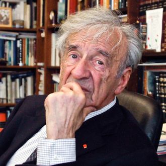 FILE - In this Sept. 12, 2012, photo Elie Wiesel is photographed in his office in New York. Wiesel, the Nobel laureate and Holocaust survivor has died. His death was announced Saturday, July 2, 2016 by Israel's Yad Vashem Holocaust Memorial. (AP Photo/Bebeto Matthews)