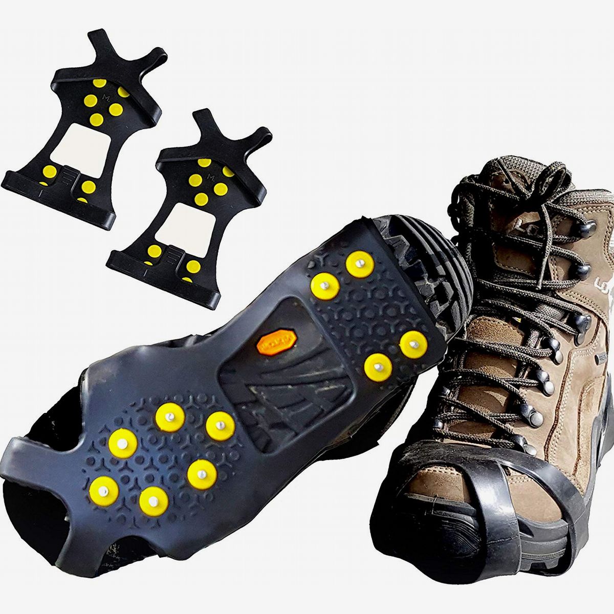 Fengyuanhong Outdoor Sports Metal Studs Crampons Elastic Black Silicone Ice Traction Anti-Slip Snow Grips 