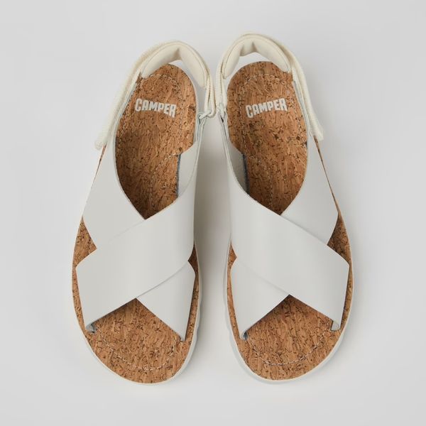 Camper Oruga White Leather and Textile Sandals