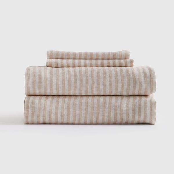Quince European Linen Stripe Sheet Set - Queen