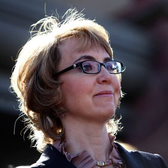 TUCSON, AZ - MARCH 06: Former U.S. Rep. Gabby Giffords attends a news conference outside Safeway grocery store where they asked Congress to provide stricter gun control in the United States on March 6, 2013 in Tucson, Arizona. Giffords and Kelly were joined by survivors of the Tucson shooting that took place there two years ago when six people were killed and Giffords herself was shot in the head. (Photo by Joshua Lott/Getty Images)