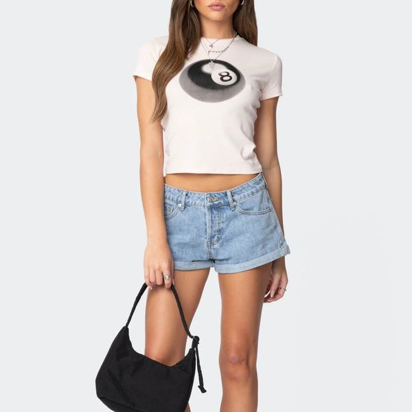 Edikted Rylin Low-Rise Denim Shorts