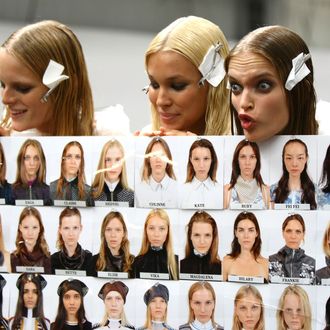 Models backstage at Wang.