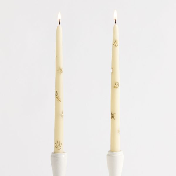 Pottery Barn Pattern Taper Candles - Set of 2