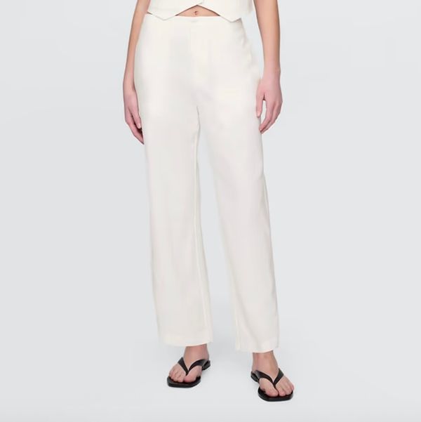 Gap Linen-Blend Relaxed Straight Ankle Pants
