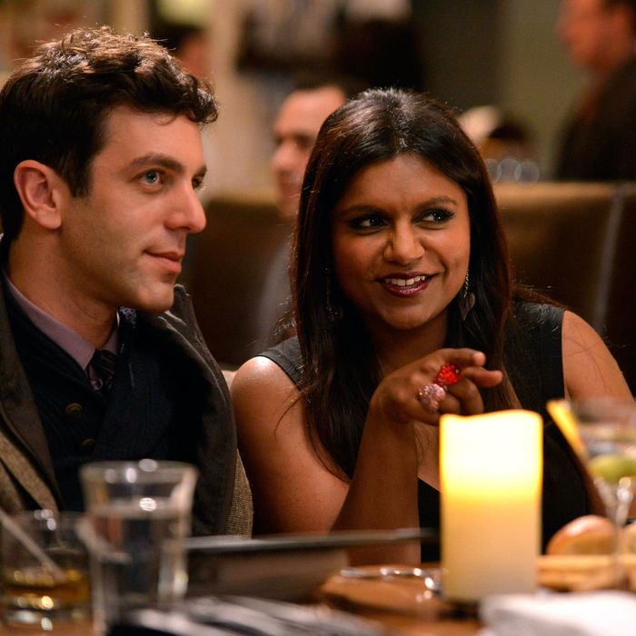 THE MINDY PROJECT: Jaime (guest star B.J. Novak, L) and Mindy (Mindy Kaling, R) double-date on Valentine's Day in the 