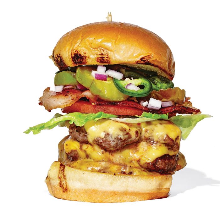 The excellent triple cheeseburger.