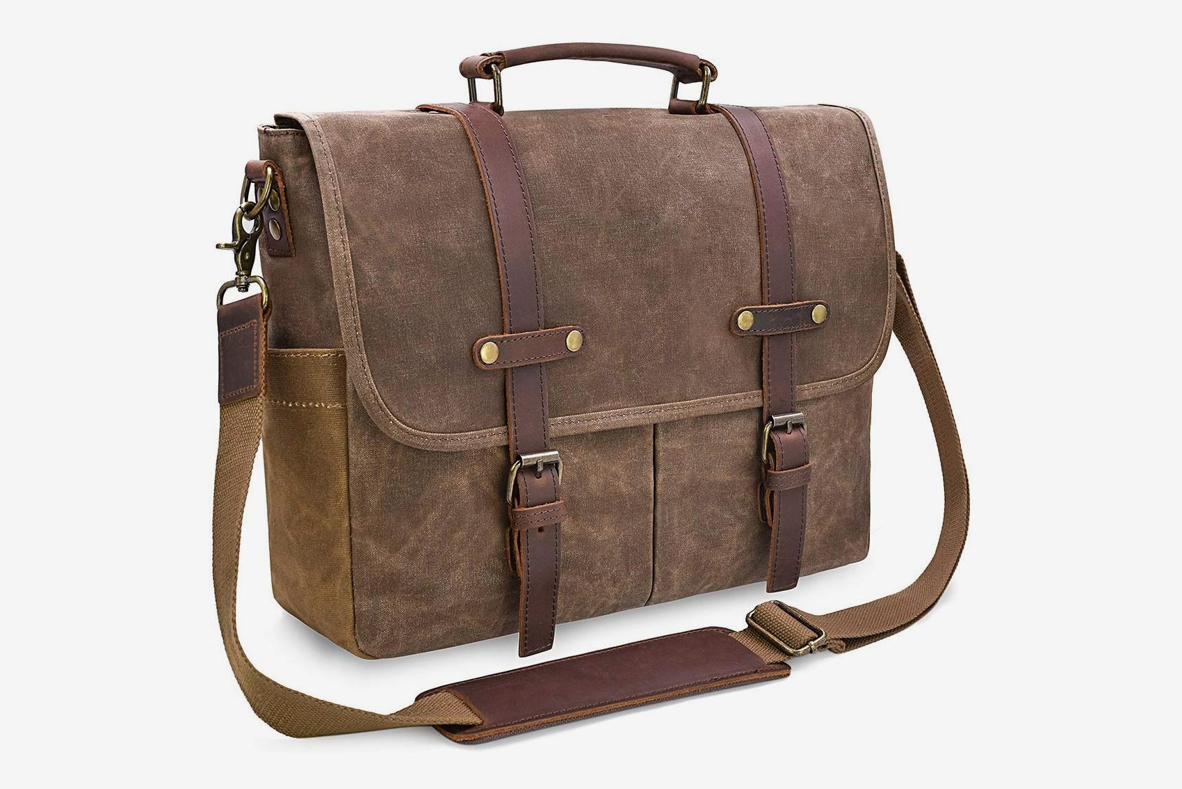 Men's Leather Handbag Briefcase Messenger Shoulder Bag Casual Travel Laptop Bag 
