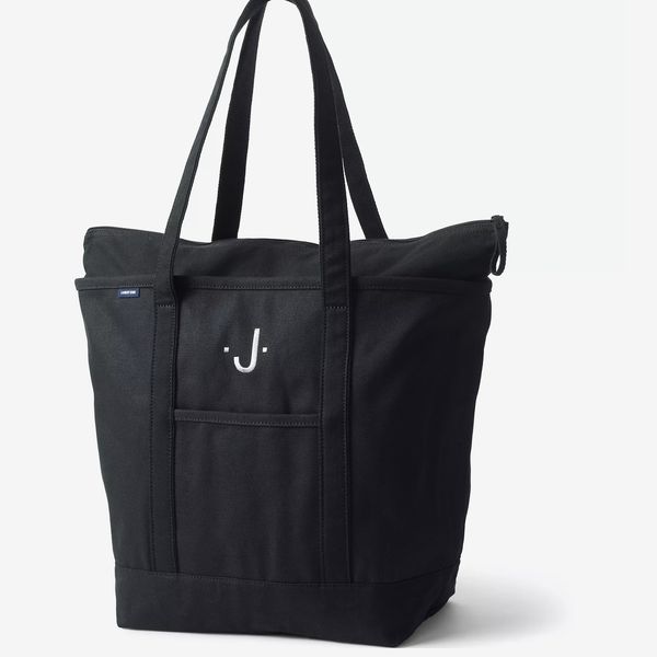 Land's End Large Solid Color Zip Top Canvas Tote Bag
