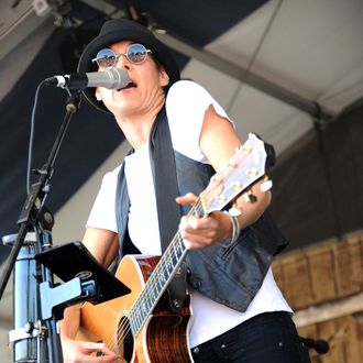 Michelle Shocked performs on the fourth day of the New Orleans Jazz & Heritage Festival that is taking place at the Fair Grounds Race Course located in New Orleans.