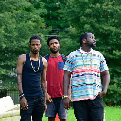 ATLANTA -- “The Big Bang” -- Episode 101 (Airs Tuesday, September 6, 10:00 pm e/p) Pictured: (l-r) Keith Standfield as Darius, Donald Glover as Earnest Marks, Brian Tyree Henry as Alfred Miles. CR: Guy D'Alema/FX