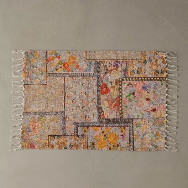 Urban Outfitters Colorful Floral Digital Printed Chenille Rug