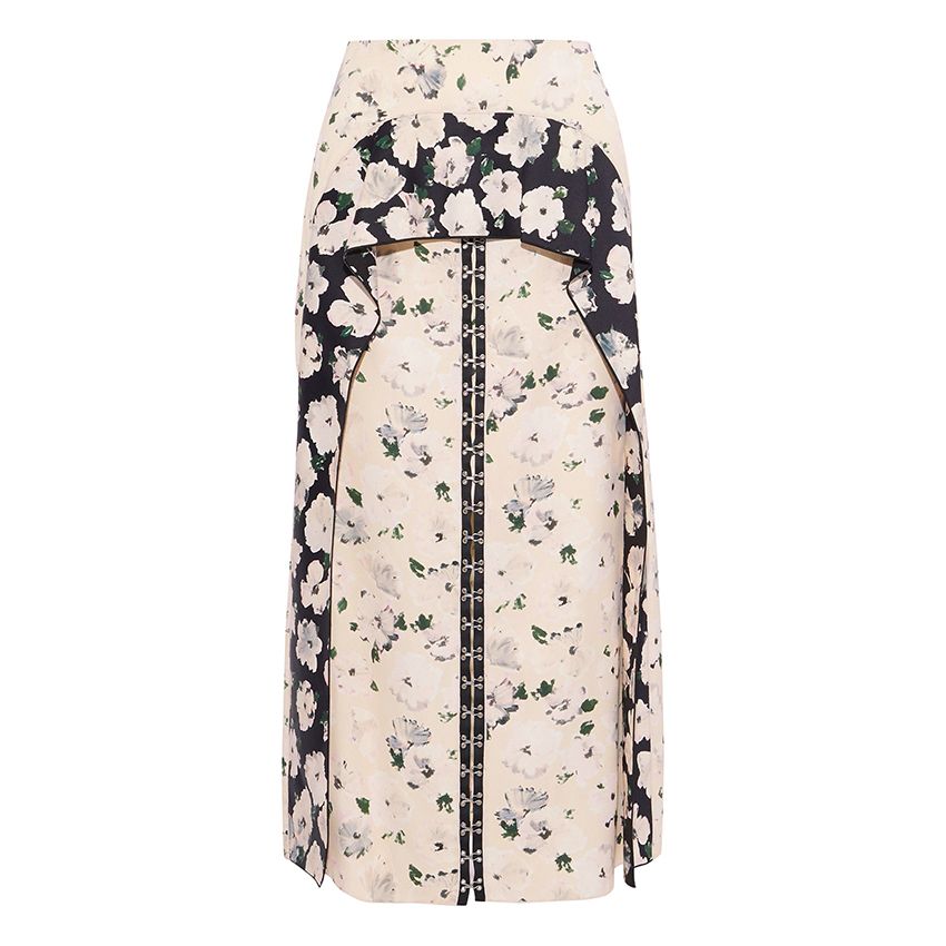 Proenza Schouler Ruffled floral-print crepe de chine midi skirt