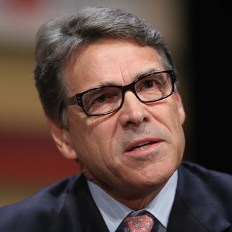 Republican presidential candidate and former Texas Governor Rick Perry fields questions at The Family Leadership Summit at Stephens Auditorium on July 18, 2015 in Ames, Iowa.